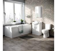 Nes Home White1700mm Straight Bath, Vanity Unit & Close Coupled Toilet