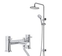 Nes Home Winstead Round Exposed Multi Function Shower Set - Riser Rail Kit & Bath Shower Mixer Tap