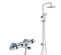 Nes Home Winstead Square Thermostatic Bath Mixer Shower Riser Rail Kit