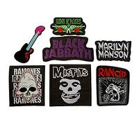 Nesar Set Patch of Iron on Patches #6, Heavy Metal Rock Music Band Patches Rock Roll Applique Embroidered Badge Punk Hippie for T-Shirts, Jackets, Shoes, Backpack Clothes Patches by