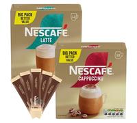 Nescafe Cappuccino 12 x 15.5 g, Latte 12 x 18 g and Gold Blend 50 x 1.8 g Instant Coffee Sachets Variety Pack