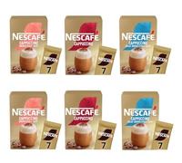 NESCAFÉ Cappuccino Favourites Variety Pack - x2 Decaffeinated Unsweetened, 2x Unsweetened, 2x Cappuccino (Pack of 6, 42 Sachets)