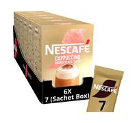 NESCAFÉ Cappuccino Unsweetened Instant Coffee Sachets x7 (Pack of 6,