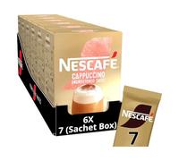 NESCAFÉ Cappuccino Unsweetened Instant Coffee Sachets x7 (Pack of 6, Total 42 Sachets)
