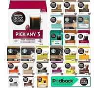 NESCAFÉ Dolce Gusto Coffee & Hot Chocolate Pods, Pick Any 3 from 40+ Blends | Including Espresso Intenso, Caramel, Americano, Flat White, Cafe Au Lait, Cappuccino, Lungo, Latte Macchiato, Decaf and More.