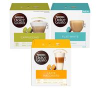 Nescafe Dolce Gusto Coffee Pods 3 Box Bundle Flat White + Cappuccino + Latte