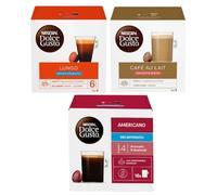 NESCAFÉ DOLCE GUSTO Decaf Variety Pack Coffee Pods (Pack of 3, Total 48 Decaffeinated Capsules) - Lungo, Café Au Lait, Americano