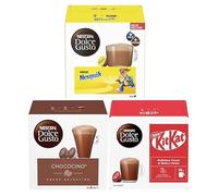 NESCAFÉ DOLCE GUSTO Hot Chocolate Variety Pack Pods, Flavours Inc. Nesquik, Chococino, KitKat (Pack of 3, Total 48 Pods)