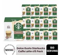 Nescafe Dolce Gusto Starbucks Coffee Pods 15x Boxes / 180 Caps Caffe Latte