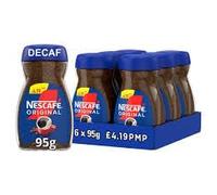 Nescafe Instant Coffee 95g Jars (6 Jars x 95g, Original Decaf)