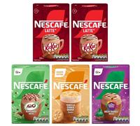 NESCAFÉ Instant Coffee Sachets Variety Pack (Pack of 5) Flavors - Aero Peppermint Mocha, Green Triangle Mocha, KitKat, Vanilla Cookie Dough Latte (Total 35 Sachets)