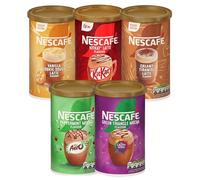 NESCAFÉ Instant Coffee Tin Variety Pack (Pack of 5) Flavours - Aero Peppermint Mocha, Green Triangle Mocha, KitKat, Creamy Tiramisu, Vanilla Cookie Dough Latte