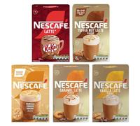 NESCAFÉ Latte Variety Pack Instant Coffee Sachets x7 (Pack of 5, Total 35 Sachets) - KitKat, Vanilla Latte, Caramel Latte, Toffee Nut Latte, Vanilla Cookie Dough
