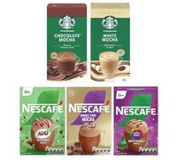 NESCAFÉ Mocha Variety Pack Instant Coffee Sachets (Pack of 5, Total 31 Sachets) - Double Choco, Aero Peppermint, Green Triangle, Starbucks Chocolate Mocha & White Mocha.