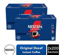 Nescafe Original Decaffeinated Instant Coffee 200 Sachets, Pack of 2