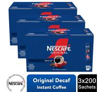 Nescafe Original Decaffeinated Instant Coffee 200 Sachets, Pack of 3