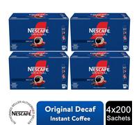 Nescafe Original Decaffeinated Instant Coffee 200 Sachets, Pack of 4