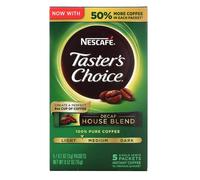 Nescafé, Taster's Choice, Instant Coffee, House Blend, Light/Medium Roast, Decaf, 5 Packets, 0.1 oz (3 g) Each