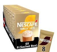 NESCAFÉ Vanilla Latte Instant Coffee 8 x 18.5g Sachets, 100% Responsibly Sourced Coffee (Pack of 6)