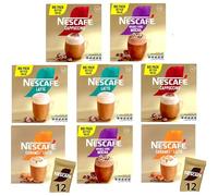 NESCAFÉ Variety Pack x12 Instant Coffee Sachets, Flavours inc. Cappuccino, Latte, Double Choc Mocha, Caramel (Pack of 8, Total 96 Sachets)
