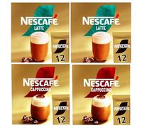 NESCAFÉ Variety Pack x12 Instant Coffee Sachets, Flavours inc. Cappuccino, Latte (Pack of 4, Total 48 Sachets)