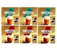 NESCAFÉ Variety Pack x12 Instant Coffee Sachets, Flavours inc. Cappuccino, Latte (Pack of 6, Total 72 Sachets)
