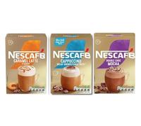Nescafie Variety Gold Premium Instant Coffee Sachets, Carmael Latte, Cappuccino Decaf Unsweetened, Double Choc Mocha, Smooth & Creamy Caramel Flavour, Pack of 3, Each pack 7 Sachets (1 Bundle, Mix)