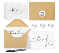 NESCCI 100 Pack Thank You Cards With Envelopes and Stickers
