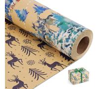 NESCCI Christmas Wrapping Paper,Gift Wrapping Paper,17 Inch X 32.8 Feet Per Roll,Double Sided Pattern Design, Perfect for Christmas Gift Packaging