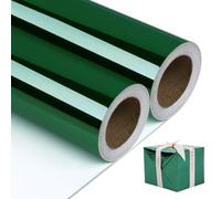 NESCCI Dark Green Metallic Wrapping Paper, Solid Color Paper-2 Roll,17.5 Inches X 32.8 Feet Per Roll,Gift Wrapping Paper,Perfect forChristmas, Wedding,Valentine's Day,Birthday,Baby