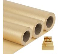 NESCCI Gold Matte Wrapping Paper,Solid Color Pearly-Lustre Paper-3 Roll,17 Inches X 32.8 Feet Per roll.Gift Wrapping Paper, Perfect for Wedding,Birthday, Christmas,DIY Bouquet