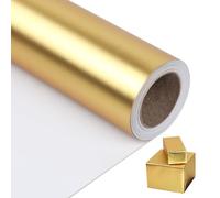 NESCCI Matte Metal Gold Wrapping Paper,Solid Color Paper,Gift Wrapping Paper,Perfect for Halloween,Wedding, Valentine's Day,Birthday,Christmas,Baby Shower,DIY Bouquet (17.5 Inches X 32.8 Feet)