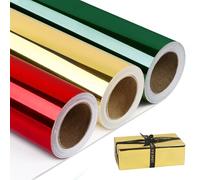 NESCCI Metallic Wrapping Paper, Solid Color Paper-3 Roll,17.5 Inches X 32.8 Feet Per Roll,Gift Wrapping Paper,Perfect for Christmas,Wedding,Valentine's Day,Birthday,Baby Shower