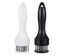 nescope Meat Tenderizer Tool with Ultra Sharp Stainless Steel Needle Blades 2 Pack Profession Kitchen Gadgets Jacquard for Tenderizing and Cooking BBQ, Marinade, Steak, Beef, Poultry, White/Black