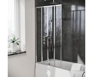 NesHome 800 x 1400 mm 4 Fold Door Bath Shower Screen Chrome Frame