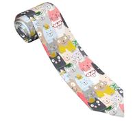 NESLIN Cute Funny Cat Cartoon Tie For Men Formal Elegant Slim Silk Men'S Necktie For Wedding Party Business Graduation