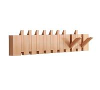 NESLNQC 4/8/10/12 Hooks, Natural Wood Wall Mounted Piano Coat Rack, Coat Rack Wall Mount, Punch-Free Solid Wood Wall Hook, Entryway Wall Art Hook for Behind Doors, Entrances, Living Rooms