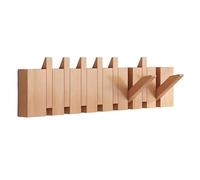 NESLNQC 4/8/10/12 Hooks Natural Wood Wall Mounted Piano Coat Rack, Coat Rack Wall Mount, Punch-Free Solid Wood Wall Hook, Entryway Wall Art Hook for Behind Doors, Entrances, Living Rooms