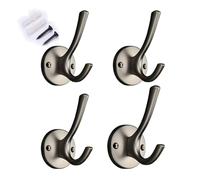 NESLNQC 4 Pack Coat Hooks Wall Mount Heavy Duty Utility Retro Double Hooks for Hanging Coats,Hat, Towel, Key, Robe, Scarf, Bag, Cap (Black/Gray/Gold/Silver)(Grey)