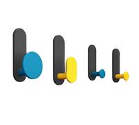 NESLNQC 4 Pack Coat Hooks Wall Mount, Heavy Duty Utility Retro Hooks, Punch-Free Wall Hook for Hanging Coats,Hat, Towel, Key, Robe, Scarf, Bag, Cap (Black/White)(Black)