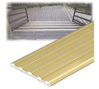 NESLNQC 40" 48" Cuttable Aluminum Anti-slip Flat Edge Strip, Stair Step Edge Protector Wood To Tile Transition Strip, Edging Trim Strip Wide 50mm/2in(Bright gold,L 90cm(36in))