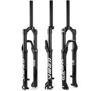 NESLNQC Bike Suspension Fork 27.5/29inch XC/AM Mountain Bike CrossCountry Fork Travel 100mm 1-1/8" Straight Disc Brake Front Fork Damping Adjustment Manual/Remote 9 * 100mm QR(Black-Straight
