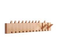 NESLNQC Natural Wood Wall Mounted Piano Coat Rack, 4/8/10/12 Hooks, Coat Rack Wall Mount, Punch-Free Solid Wood Wall Hook, Entryway Wall Art Hook for Behind Doors, Entrances, Living Rooms