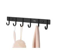 NESLNQC Wall Mounted Heavy Duty Coat Rack, Modern Style Wall Hook, Aluminum Alloy Rust-Proof Multifunctional Hook Rack Wall Mounted, Suitable for Entrance、Corridor、Bedroom(Black,44.5cm/17.5in)