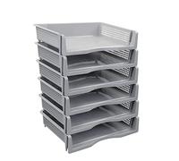Nesmilers Document Tray Stackable, Plastic Office Letter Trays, Grey, 6 Tiers