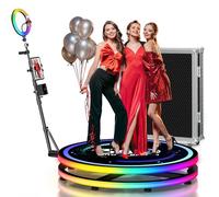 NESON 360 Photo Booth Machine,360 Photo Booth 39.4" RGB 360 Slow Motion Camera Booth w/APP Remote Control & Flight Case Custom Logo 360 Video Booth Stand 1-4 People (100cm)