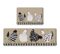 Nesphy Anti-Fatigue Rooster Kitchen Rug Set of 2 Cushioned Chicken Rug for Floor, Farmhouse Standing Mat Waterproof Non-Slip Mat PVC Ergonomic Comfort Foam Kitchen Decor