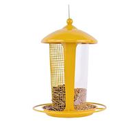 NESPIQ Bird Feeder For Outside Hanging Outdoor Pet Bird Seed Food Feeder With Roof And Tray For Garden Decorations Garden Backyard Terrace(Yellow)