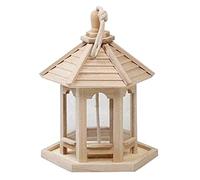 NESPIQ Bird Feeder For Outside Wooden Hexagonal Bird Feeder Outdoor Hanging Portable For Wild Birds Feedings Garden Backyard Terrace