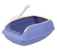 NESPIQ Cat Litter Tray Box Cat Litter Box For Small Cat Litter High Sided Sturdy Easy To Clean Semi Enclosed Cat Sandbox Bedpan Litter Box For Cats(Purple,23x38x15 cm)
